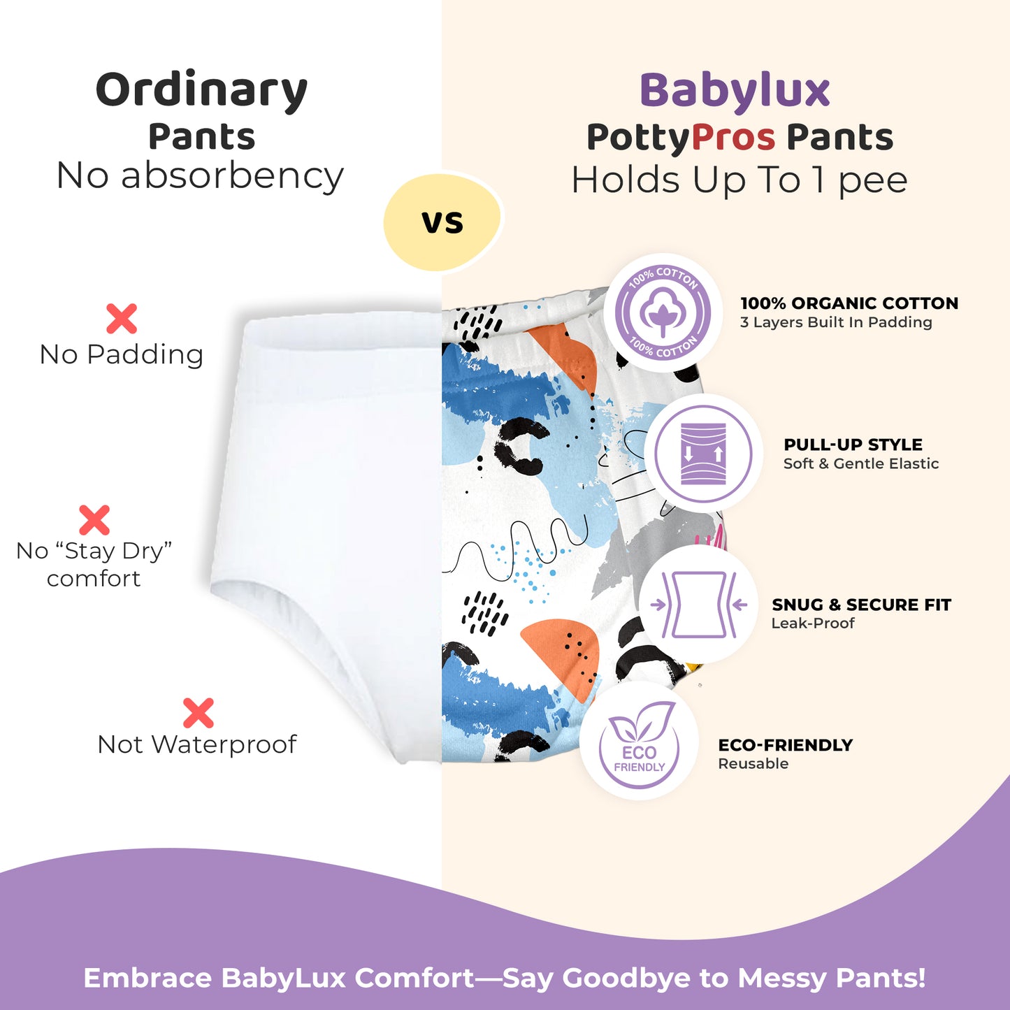 Babylux POTTY PROS Reusable Padded Underwear