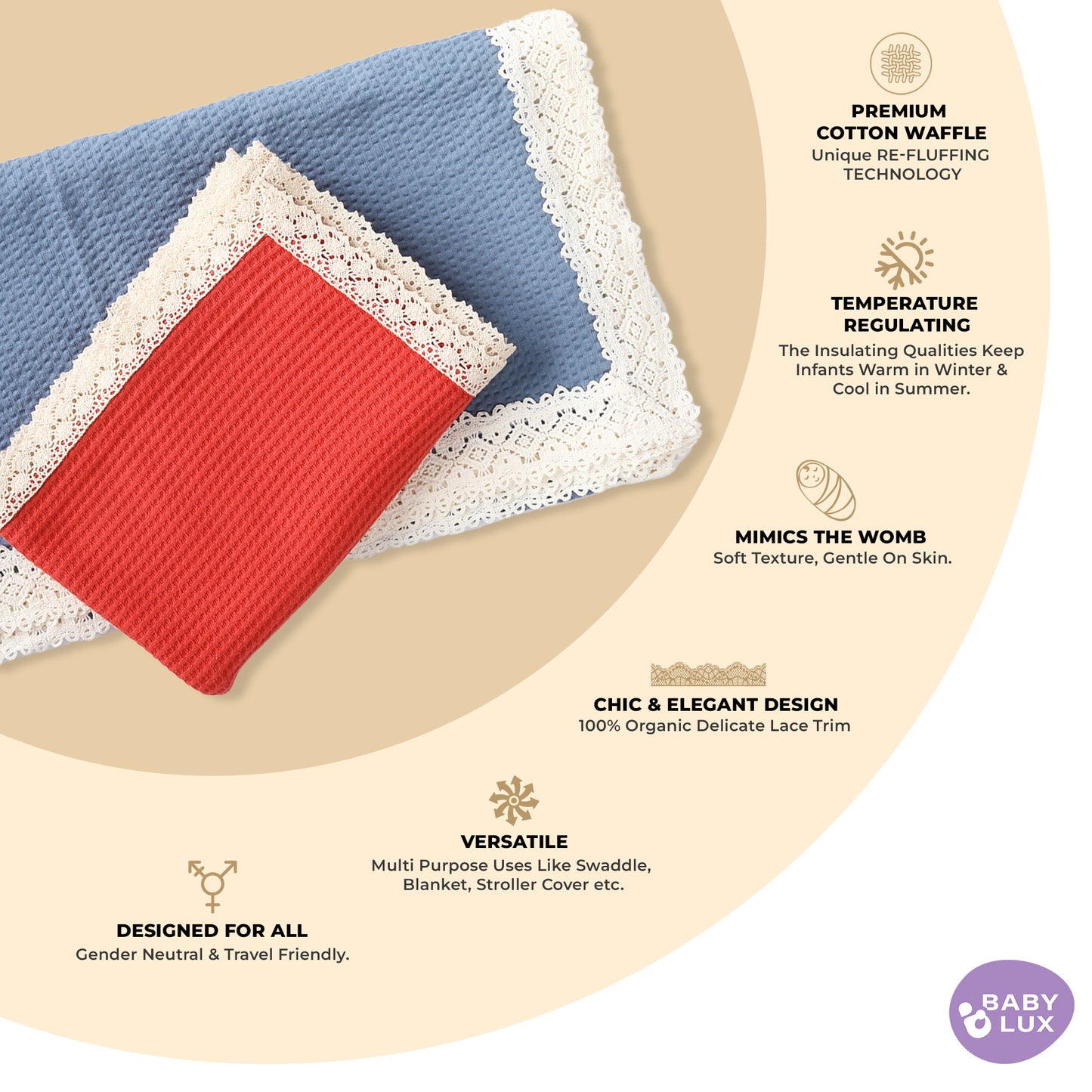 Babylux Cotton Waffle Swaddle
