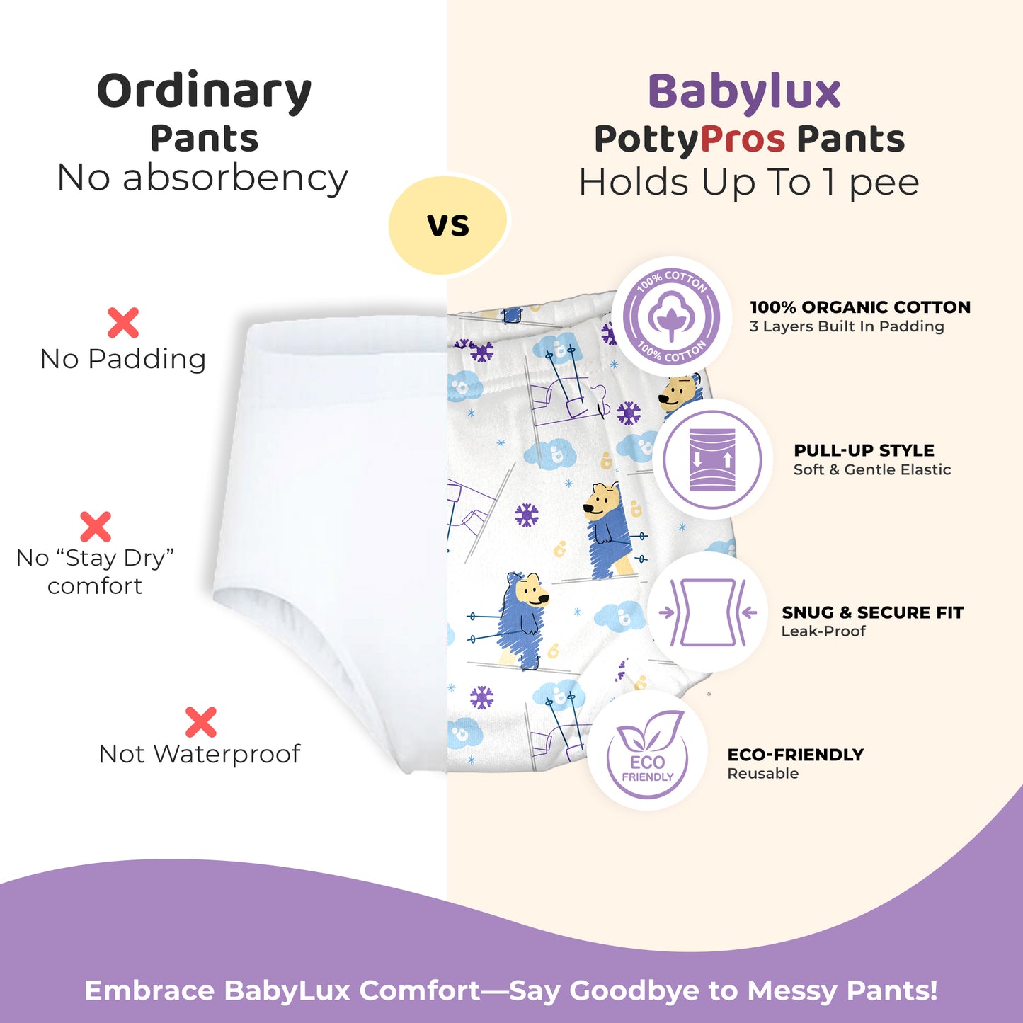Babylux POTTY PROS Reusable Padded Underwear